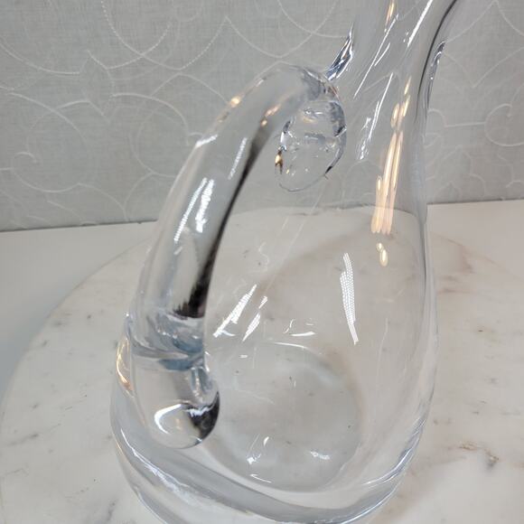 Vintage Crystal Wine Decanter 12" Clear Slanted Aerator Pitcher Handle Heavy - Picture 2 of 9